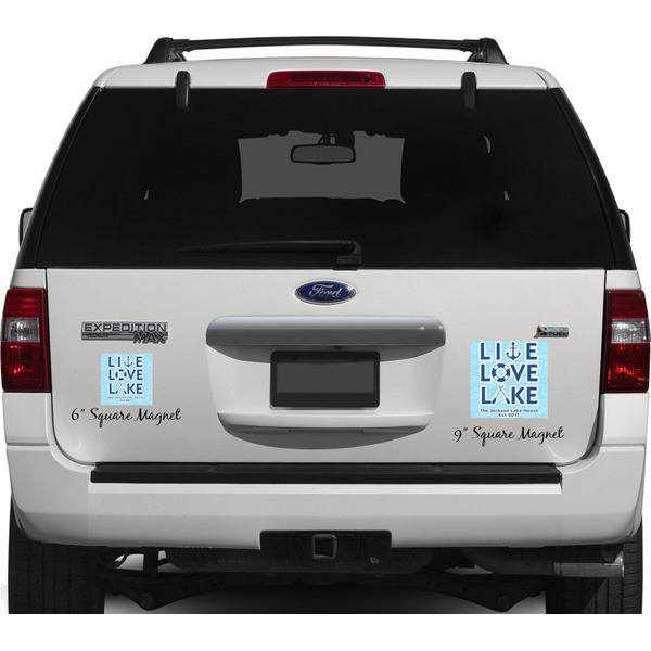 Live Love Lake Personalized Square Car Magnets on Ford Explorer