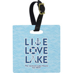 Live Love Lake Plastic Luggage Tag - Square w/ Name or Text