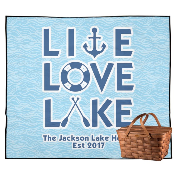 Custom Live Love Lake Outdoor Picnic Blanket (Personalized)