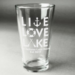 Live Love Lake Pint Glass - Engraved (Single) (Personalized)
