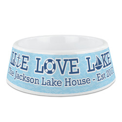 Live Love Lake Plastic Dog Bowl - Medium (Personalized)