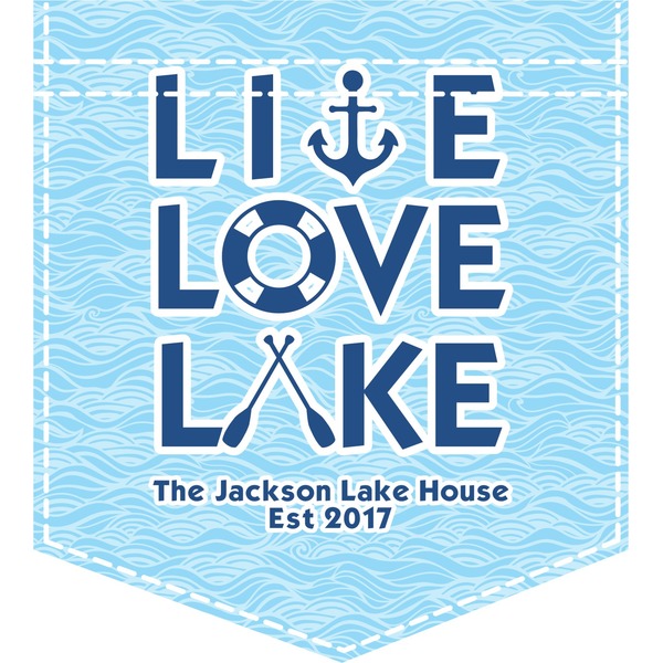 Custom Live Love Lake Iron On Faux Pocket (Personalized)