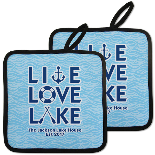 Custom Live Love Lake Pot Holders - Set of 2 w/ Name or Text
