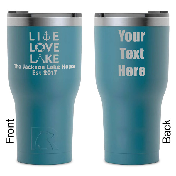 Custom Live Love Lake RTIC Tumbler - Dark Teal - Laser Engraved - Double-Sided (Personalized)