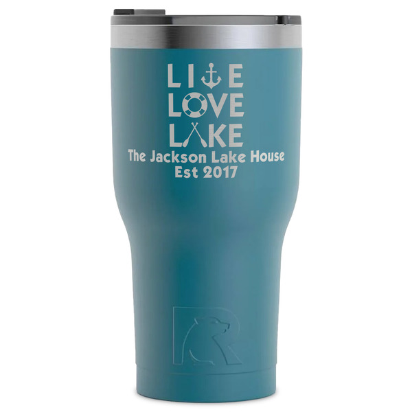 Custom Live Love Lake RTIC Tumbler - Dark Teal - Laser Engraved - Single-Sided (Personalized)
