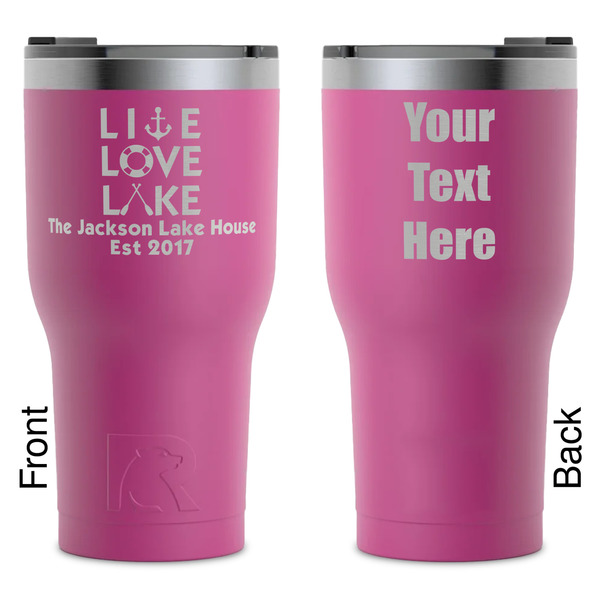 Custom Live Love Lake RTIC Tumbler - Magenta - Laser Engraved - Double-Sided (Personalized)