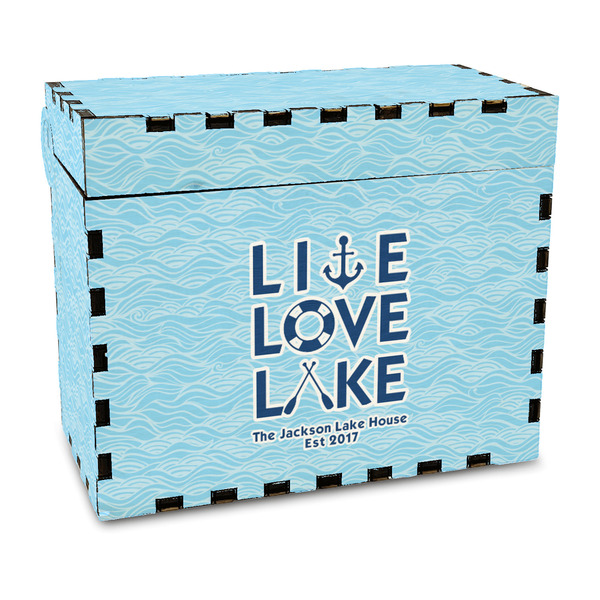 Custom Live Love Lake Wood Recipe Box - Full Color Print (Personalized)