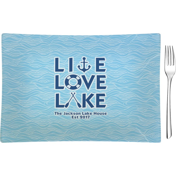 Custom Live Love Lake Rectangular Glass Appetizer / Dessert Plate - Single or Set (Personalized)