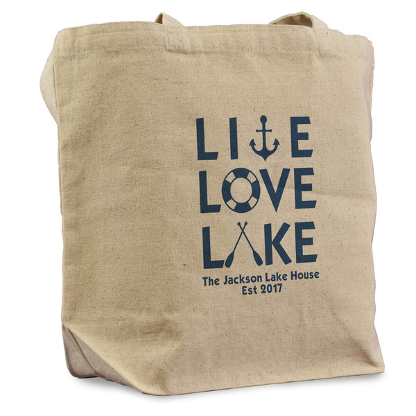 Custom Live Love Lake Reusable Cotton Grocery Bag (Personalized)