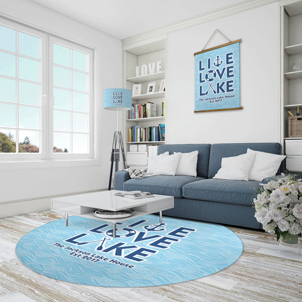 Live Love Lake Round Area Rug - IN CONTEXT