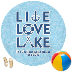 Live Love Lake Round Beach Towel (Personalized)