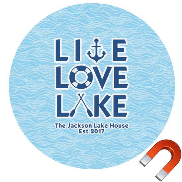 Custom Live Love Lake Round Car Magnet - 6" (Personalized)