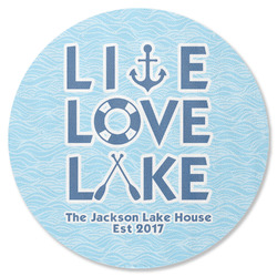 Live Love Lake Round Rubber Backed Coaster (Personalized)