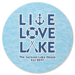 Live Love Lake Round Rubber Backed Coaster (Personalized)