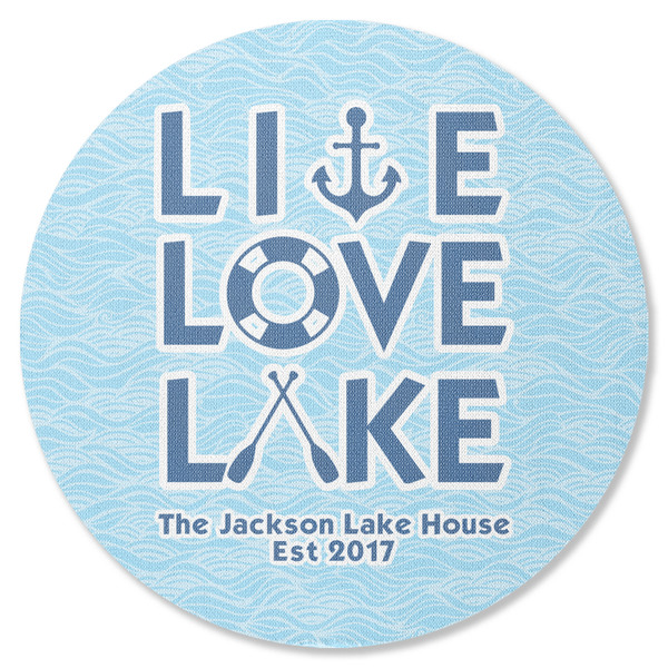 Custom Live Love Lake Round Rubber Backed Coaster (Personalized)