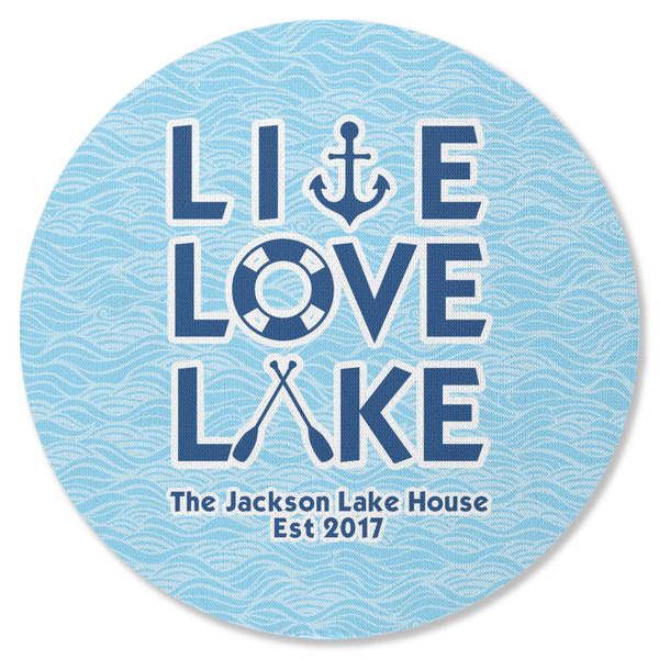 Custom Live Love Lake Round Rubber Backed Coaster (Personalized)