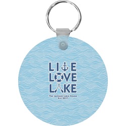 Live Love Lake Round Plastic Keychain (Personalized)