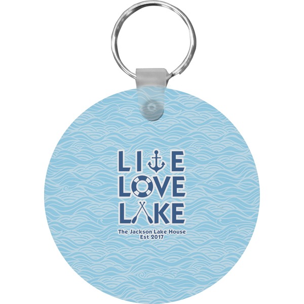 Custom Live Love Lake Round Plastic Keychain (Personalized)