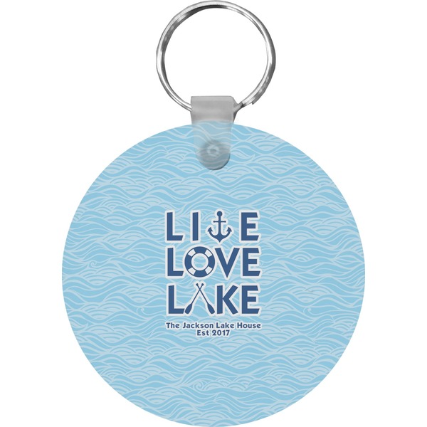 Custom Live Love Lake Round Plastic Keychain (Personalized)