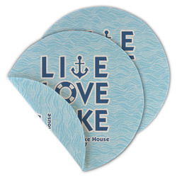 Live Love Lake Round Linen Placemat - Double Sided (Personalized)