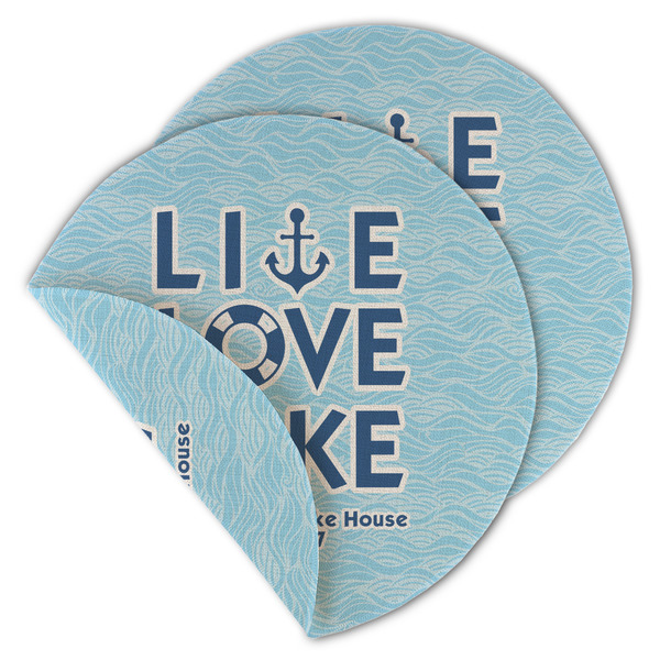 Custom Live Love Lake Round Linen Placemat - Double Sided - Set of 4 (Personalized)