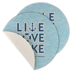 Live Love Lake Round Linen Placemat - Single Sided - Set of 4 (Personalized)