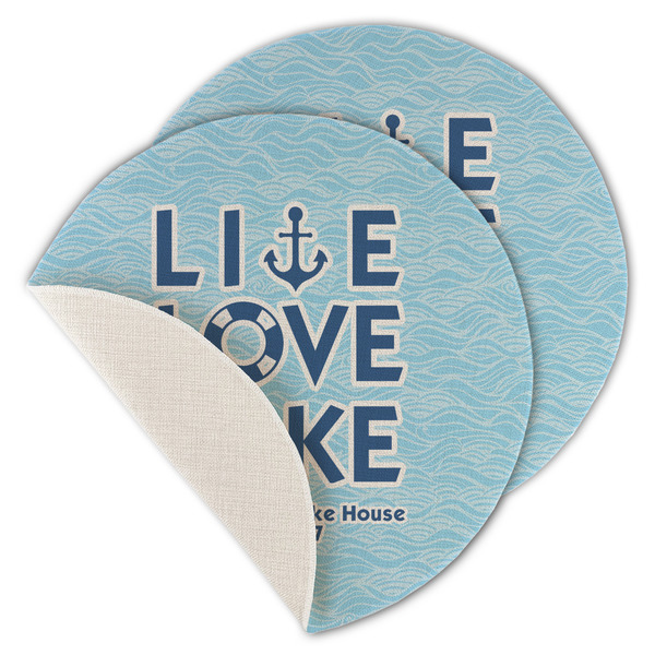 Custom Live Love Lake Round Linen Placemat - Single Sided - Set of 4 (Personalized)