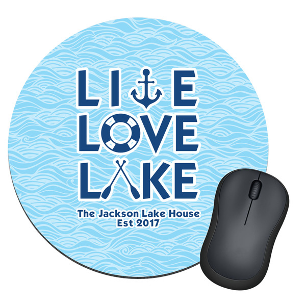Custom Live Love Lake Round Mouse Pad (Personalized)