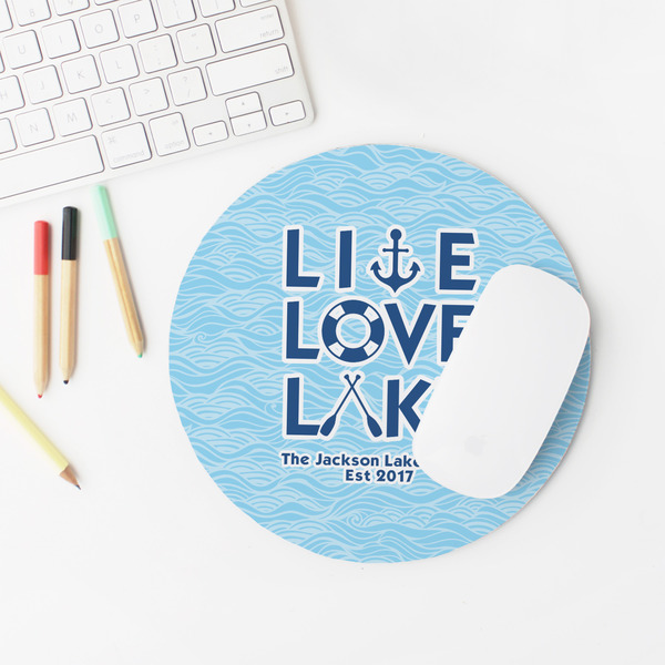 Live Love Lake Round Mousepad - LIFESTYLE 2