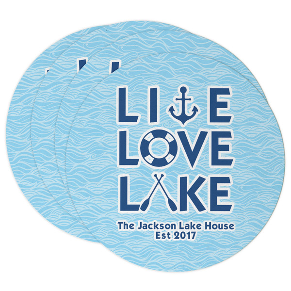 Custom Live Love Lake Round Paper Coasters w/ Name or Text