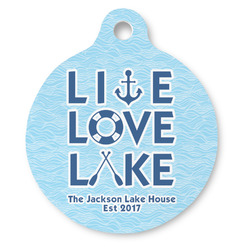 Live Love Lake Round Pet ID Tag - Large (Personalized)