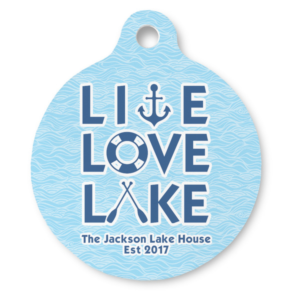 Custom Live Love Lake Round Pet ID Tag - Large (Personalized)