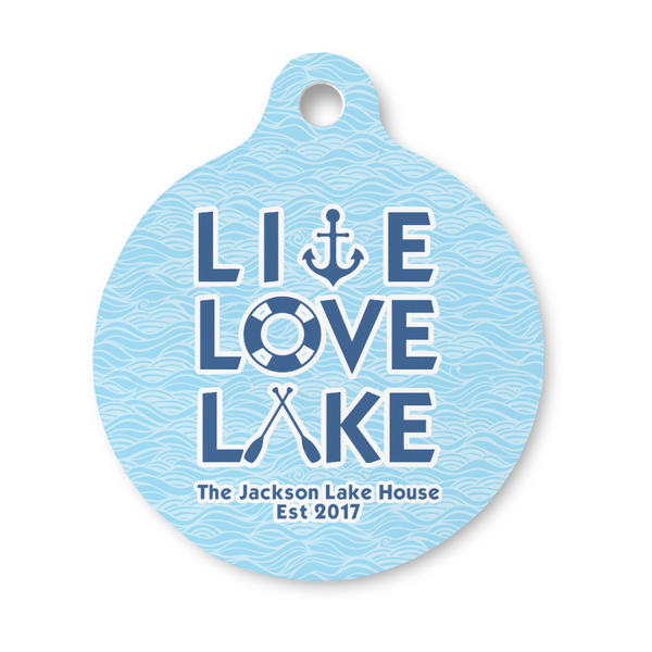 Custom Live Love Lake Round Pet ID Tag - Small (Personalized)