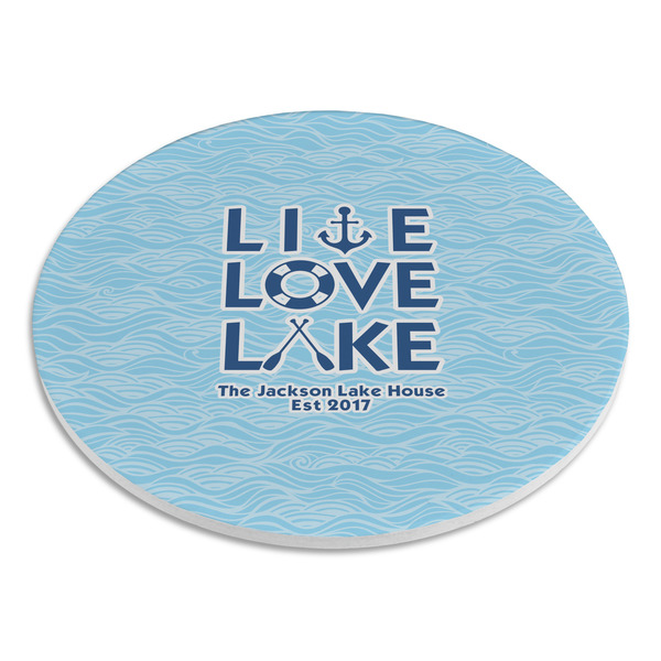 Live Love Lake Round Stone Trivet - Angle View