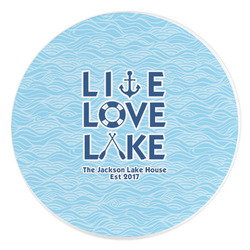 Live Love Lake Round Stone Trivet (Personalized)