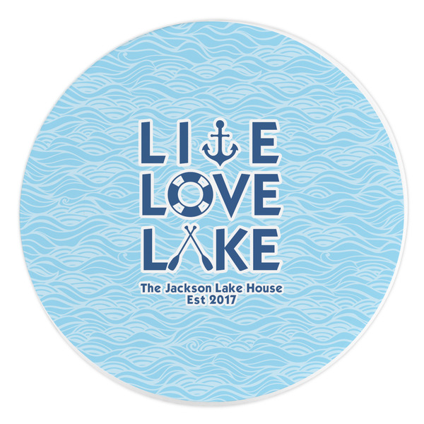 Custom Live Love Lake Round Stone Trivet (Personalized)