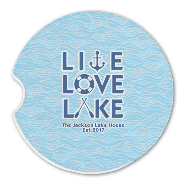Custom Live Love Lake Sandstone Car Coaster - Single (Personalized)