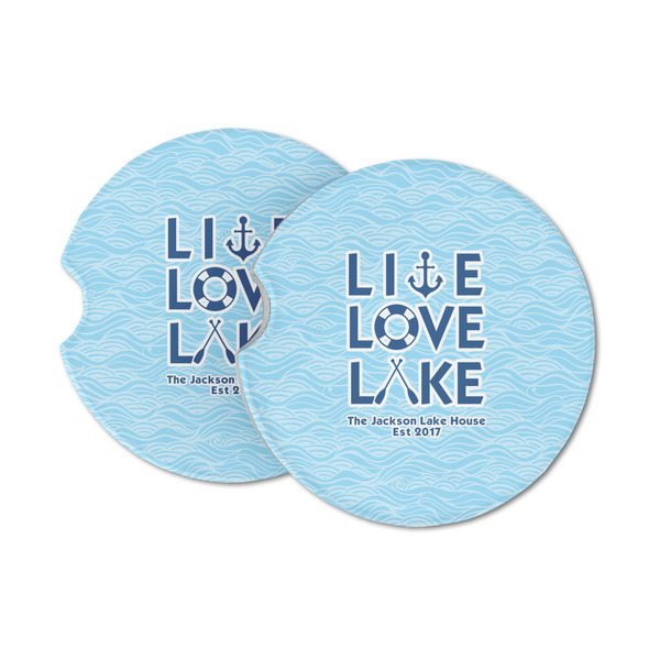 Custom Live Love Lake Sandstone Car Coasters - Set of 2 (Personalized)