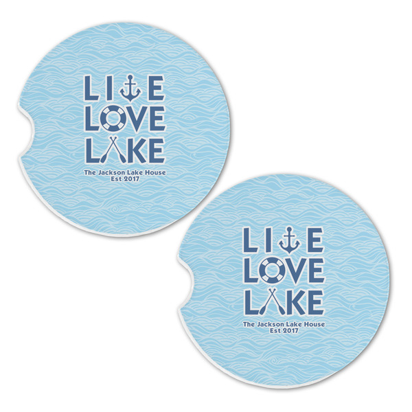 Live Love Lake Sandstone Car Coasters - Set of 2