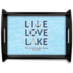 Live Love Lake Black Wooden Tray - Large (Personalized)