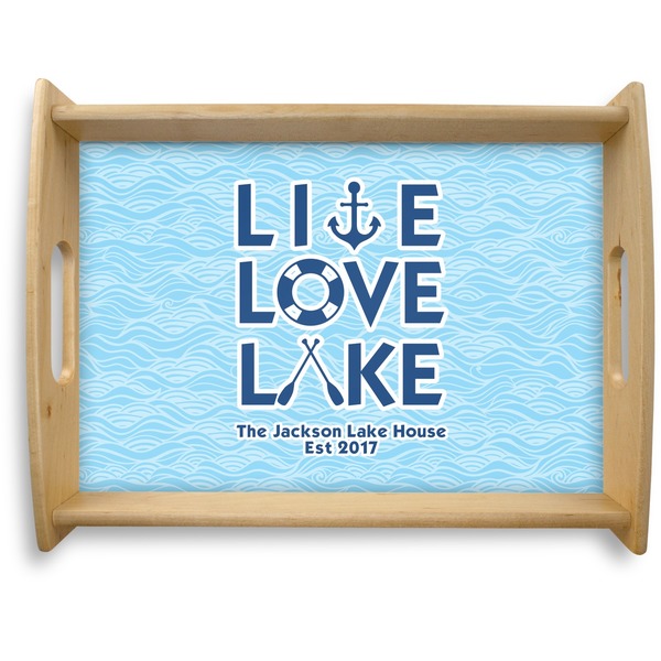 Custom Live Love Lake Natural Wooden Tray - Large (Personalized)