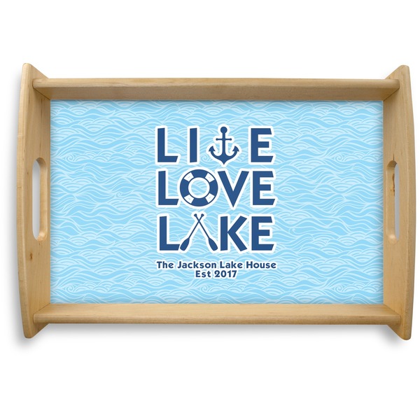 Custom Live Love Lake Natural Wooden Tray - Small (Personalized)