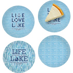 Live Love Lake Set of 4 Glass Appetizer / Dessert Plate 8" (Personalized)