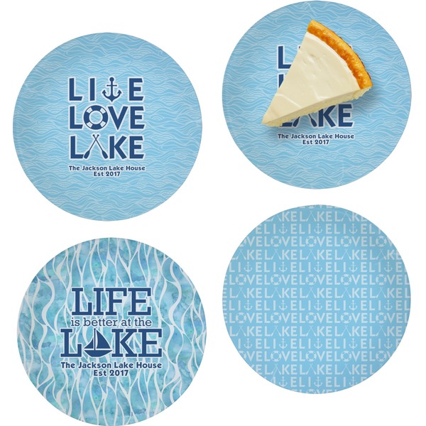 Custom Live Love Lake Set of 4 Glass Appetizer / Dessert Plate 8" (Personalized)