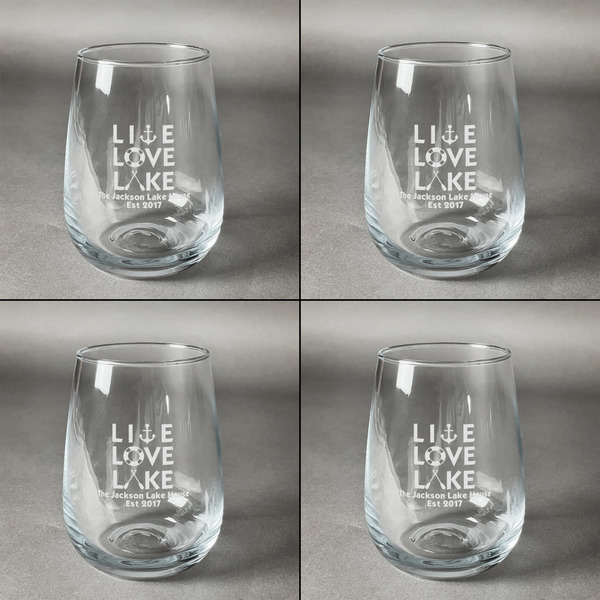 Lake House Quotes and Sayings Set of Four Personalized Stemless Wineglasses (Approval)