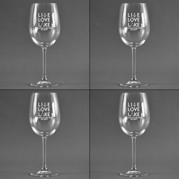Lake House Quotes and Sayings Set of Four Personalized Wineglasses (Approval)