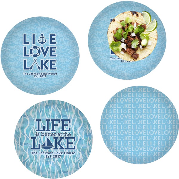 Custom Live Love Lake Set of 4 Glass Lunch / Dinner Plate 10" (Personalized)