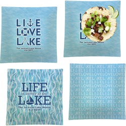 Live Love Lake Set of 4 Glass Square Lunch / Dinner Plate 9.5" (Personalized)