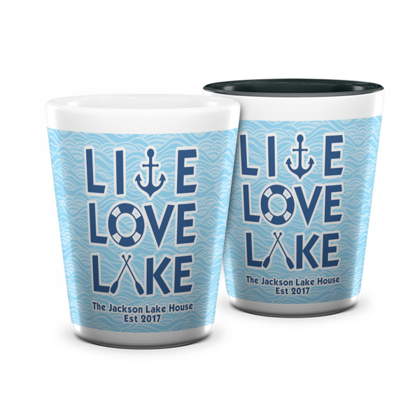 Custom Live Love Lake Ceramic Shot Glass - 1.5 oz (Personalized)