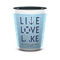 Live Love Lake Ceramic Shot Glass - 1.5 oz - Two Tone - Single (Personalized)